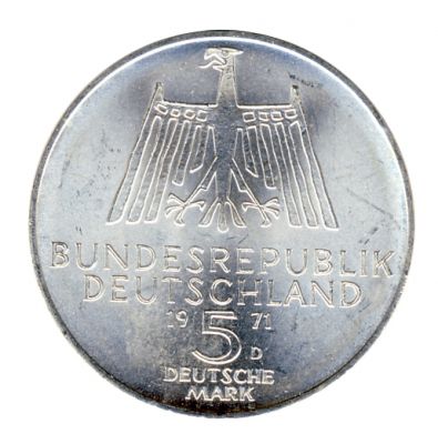 FRG 1971 J.410 5DM Albrecht D�rer Unc