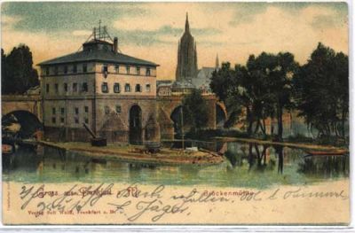 60311 Frankfurt/M., bridge mill, coloured, ca. 1899