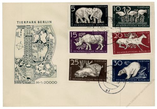 GDR 1956 FDC Mi-Nr. 551/56 o Tierpark Berlin