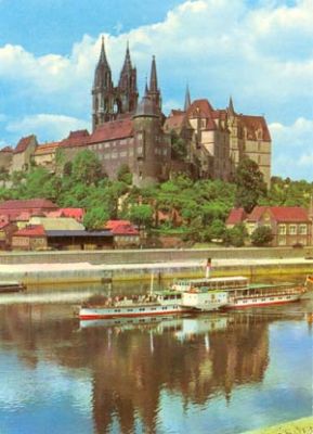 01662 Mei�en, Dome and castle with ship 