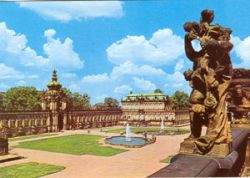 01069 Dresden, Zwinger - Crown Gate with galleries coloured