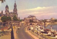 01069 Dresden, Steamer Quai, Bridge, Royal Church coloured