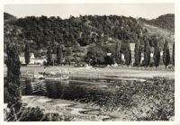 01612 Diesbar-Seu�litz, Elbe with boat b/w