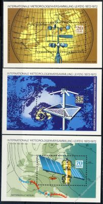 DDR 1972 Mi-Nr. 1745-1747 (Block 34-36) ** 100 Jahre Meteorologen-Versammlungen