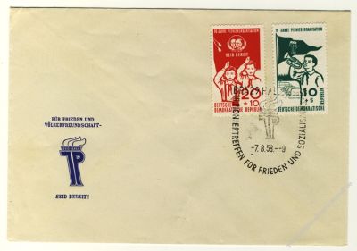 DDR 1958 FDC Mi-Nr. 645-646 SSt. 10 Jahre Pionierorganisation Ernst Thlmann