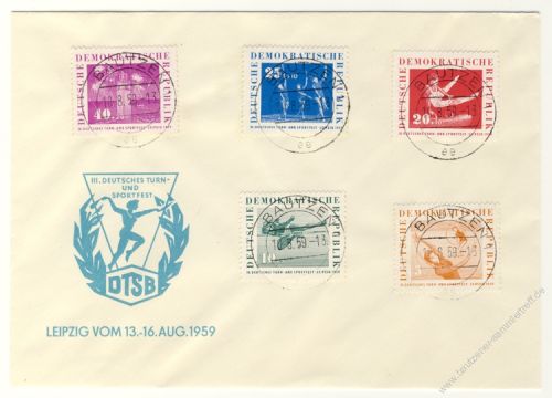 DDR 1959 FDC Mi-Nr. 707-711 ESt. Deutsches Turn- und Sportfest