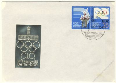 DDR 1985 FDC Mi-Nr. 2949 (ZD) (W Zd 637) SSt. Session des Internationalen Olympischen Komitees