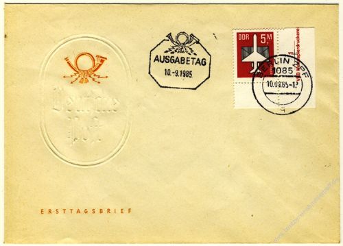 DDR 1985 FDC Mi-Nr. 2967 (Eckrand) ESt. Flugpostmarke