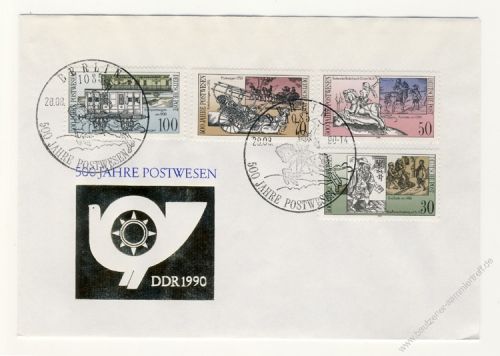 DDR 1990 FDC Mi-Nr. 3354-3357 SSt. 500 Jahre internationale Postverbindungen in Europa