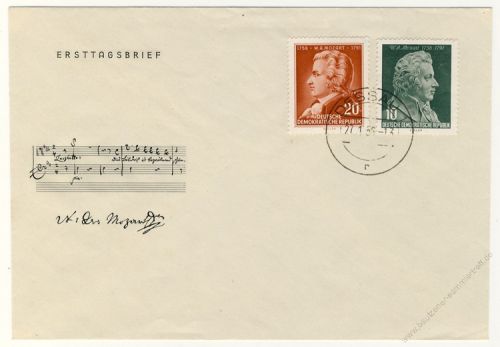 DDR 1956 FDC Mi-Nr. 510-511 ESt. 200. Geburtstag von Wolfgang Amadeus Mozart