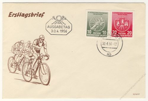 DDR 1956 FDC Mi-Nr. 521a-522 ESt. Internationale Radfernfahrt fr den Frieden - Stempelvariante