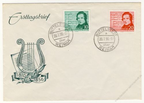 DDR 1956 FDC Mi-Nr. 528-529 ESt. 100. Todestag von Robert Schumann
