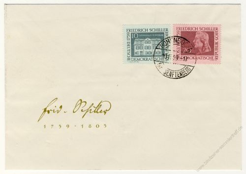 DDR 1959 FDC Mi-Nr. 733-734 ESt. 200. Geburtstag von Friedrich Schiller