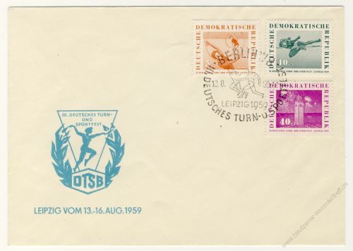 DDR 1959 FDC Mi-Nr. 707-711 SSt. Deutsches Turn- und Sportfest