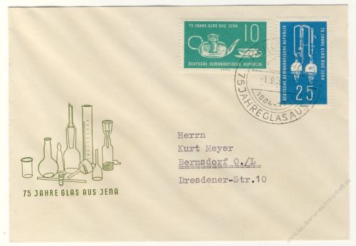 DDR 1959 FDC Mi-Nr. 713-714 SSt. 75 Jahre Jenaer Glaswerk