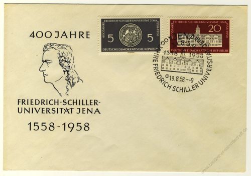 DDR 1958 FDC Mi-Nr. 647-648 SSt. 400 Jahre Friedrich-Schiller-Universitt Jena