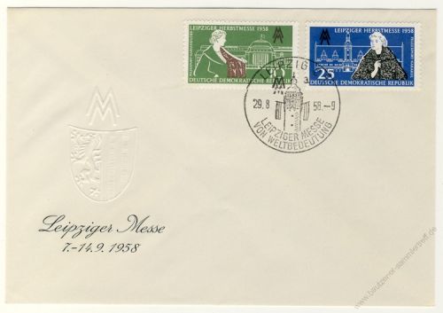 DDR 1958 FDC Mi-Nr. 649-650 SSt. Leipziger Herbstmesse