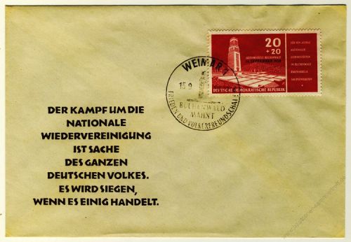 DDR 1958 FDC Mi-Nr. 651 SSt. Einweihung der Nationalen Gedenksttte Buchenwald