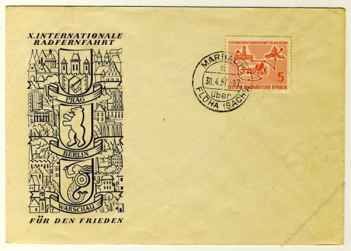 DDR 1957 FDC Mi-Nr. 568 ESt. Internationale Radfernfahrt fr den Frieden