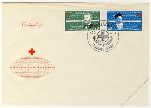DDR 1957 FDC Mi-Nr. 572-573 SSt. Welttag des Roten Kreuzes