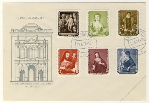 DDR 1957 FDC Mi-Nr. 586-591 ESt. Zurckgefhrte Gemlde