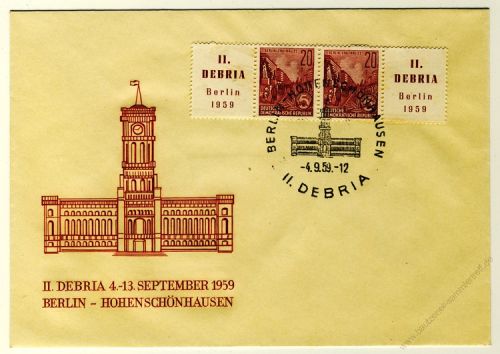 DDR 1957 FDC Mi-Nr. 580B (ZD) (W Zd 23) SSt. Briefmarkenausstellung DEBRIA