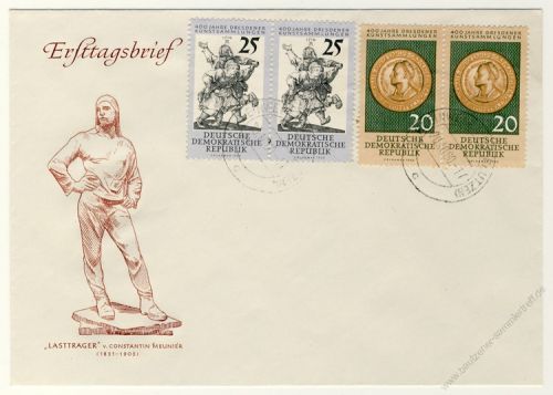 DDR 1960 FDC Mi-Nr. 791-792 ESt. 400 Jahre Dresdener Kunstsammlungen im waagerechten Paar