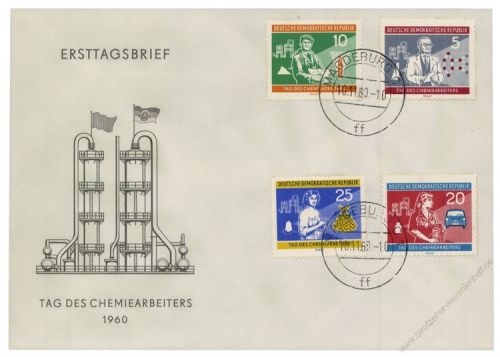 DDR 1960 FDC Mi-Nr. 800-803 ESt. Tag des Chemiearbeiters