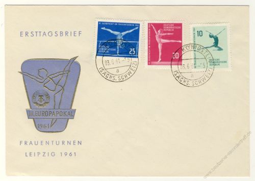 DDR 1961 FDC Mi-Nr. 830-832 ESt. Kunstturn-Europapokal der Frauen