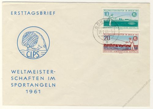 DDR 1961 FDC Mi-Nr. 841-842 ESt. Weltmeisterschaften im Angeln