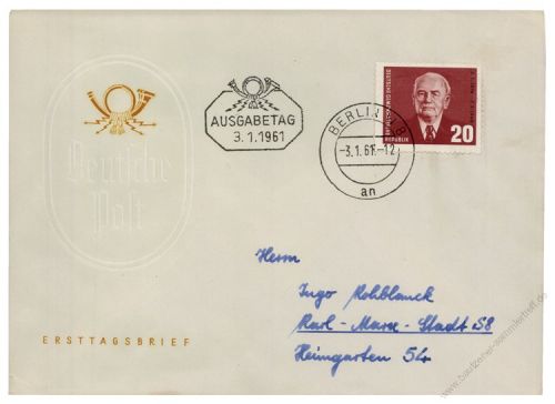 DDR 1961 FDC Mi-Nr. 807 ESt. 85. Geburtstag von Prsident Wilhelm Pieck