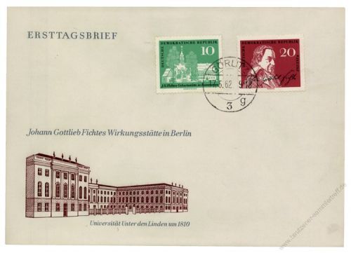 DDR 1962 FDC Mi-Nr. 889-890 ESt. 200. Geburtstag von Johann Gottlieb Fichte