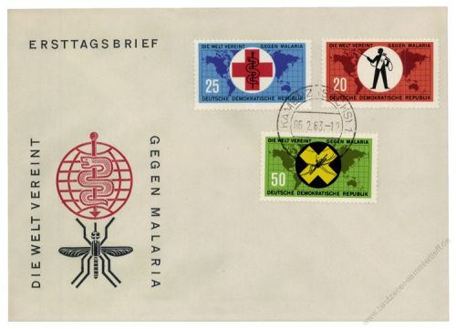 DDR 1963 FDC Mi-Nr. 942-944 ESt. Kampf gegen die Malaria