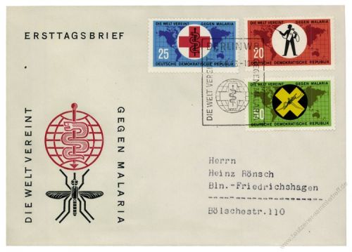 DDR 1963 FDC Mi-Nr. 942-944 SSt. Kampf gegen die Malaria