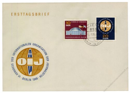 DDR 1966 FDC Mi-Nr. 1212-1213 ESt. Kongress der Internationalen Organisation der Journalisten