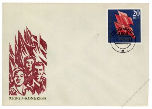 DDR 1977 FDC Mi-Nr. 2219 ESt. Kongress des Freien Deutschen Gewerkschaftsbundes