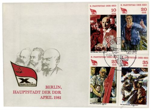 DDR 1981 FDC Mi-Nr. 2595-2598 SSt. Parteitag der Sozialistischen Einheitspartei Deutschlands