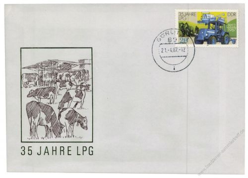 DDR 1987 FDC Mi-Nr. 3090 ESt. 35 Jahre Landwirtschaftliche Produktionsgenossenschaften