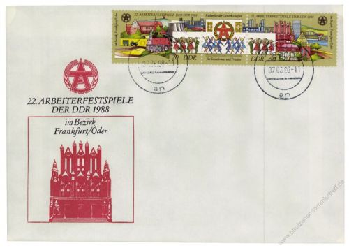 DDR 1988 FDC Mi-Nr. 3168-3169 (ZD) ESt. Arbeiterfestspiele der DDR