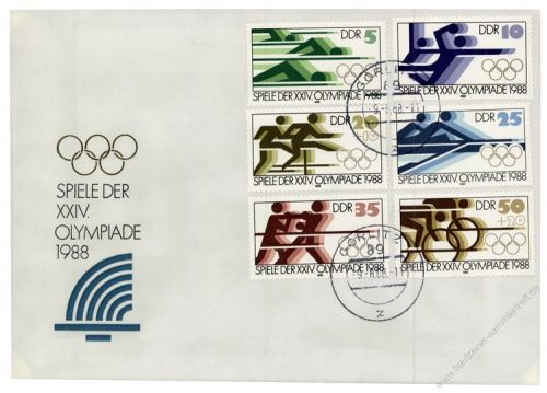 DDR 1988 FDC Mi-Nr. 3183-3188 ESt. Olympische Sommerspiele