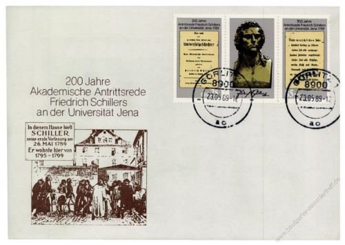 DDR 1989 FDC Mi-Nr. 3254-3255 (ZD) ESt. 200. Jahrestag der Antrittsrede Friedrich Schillers an der Universitt Jena