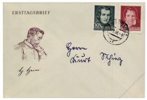 DDR 1956 FDC Mi-Nr. 516-517 ESt. 100. Todestag von Heinrich Heine