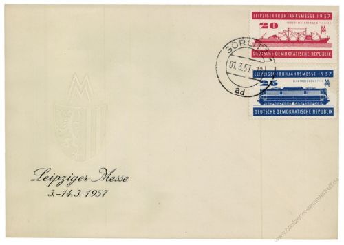 DDR 1957 FDC Mi-Nr. 559-560 ESt. Leipziger Frhjahrsmesse