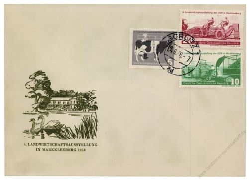 DDR 1958 FDC Mi-Nr. 628-630 ESt. Landwirtschaftsausstellung