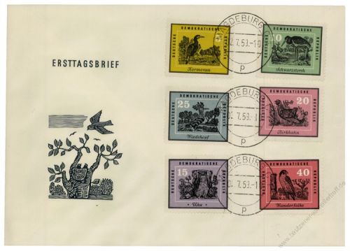 DDR 1959 FDC Mi-Nr. 698-703 ESt. Heimische Vgel