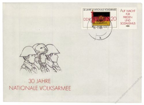 DDR 1986 FDC Mi-Nr. 3001 (ZD) ESt. 30 Jahre Nationale Volksarmee