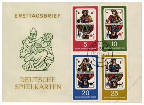 DDR 1967 FDC Mi-Nr. 1298-1301 ESt. Deutsche Spielkarten