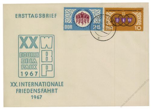 DDR 1967 FDC Mi-Nr. 1278-1279 ESt. Internationale Radfernfahrt fr den Frieden Warschau - Berlin - Prag