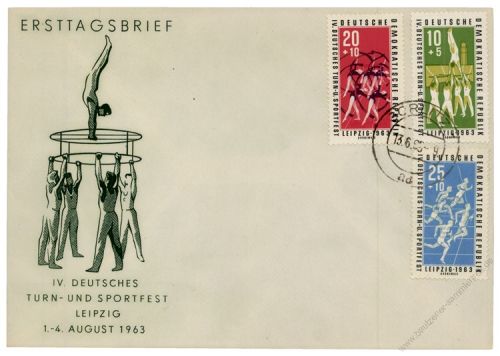 DDR 1963 FDC Mi-Nr. 963-965 ESt. Deutsches Turn- und Sportfest