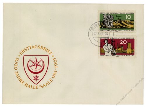 DDR 1961 FDC Mi-Nr. 833-834 ESt. 1000 Jahre Stadt Halle (Saale)
